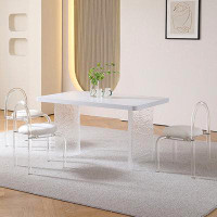 Elevat Home Acrylic Rock Plate Dining Table Simple Modern Rect Rectangular 62.99'' L x 31.49'' W Dining Set