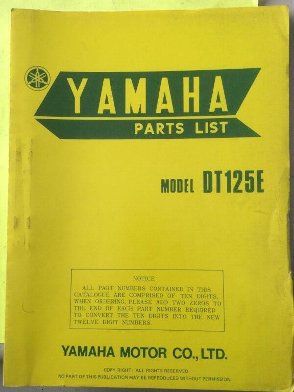 1977 Yamaha DT125E Parts List in Motorcycle Parts & Accessories in Saskatoon