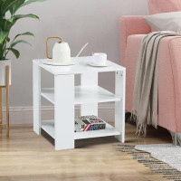 Ebern Designs Minimalist Design 3-tier Side Table with Wooden Frame for Indoor Use