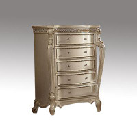 Simple Relax 5 Drawers Wood Chest In Antique Pearl Finish