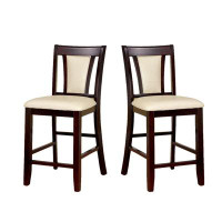 Wildon Home® Set Of 2 Padded Leatherette Counter Height Chairs In Dark Cherry Finish