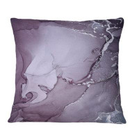 East Urban Home Purple And Grey Marble Ink Clouds I - Modern Printed Throw Pillow