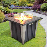 SereneLife 24.8'' H x 31.5'' W Propane Outdoor Fire Pit Table
