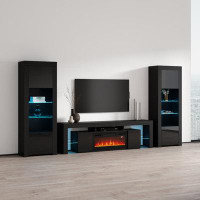 Orren Ellis Entertainment Centre for TVs up to 88" with Electric Fireplace Included