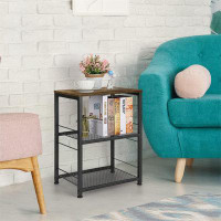 17 Stories Night Stand Industrial End Table With Storage Shelf Farmhouse Sofa Side Table For Small Spaces, Stable Metal