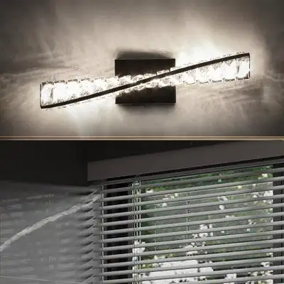 This 15W dimmable LED bath bar features a modern minimalist design with a diamond-patterned crystal...