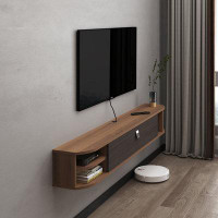 Latitude Run® 70'' Floating Tv Stand,walnut Floating Tv Shelf With Storage