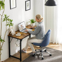 17 Stories Modern Simple Style Wooden Work Office Desks With Storage,31 Inch,Black