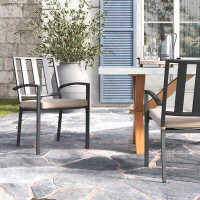 Kelly Clarkson Home Jason Stacking Patio Dining Armchair with Cushion