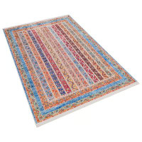 Bungalow Rose Classic Blue Red Yellow Color Carpet Paisley Design Digital Print Polyester Washable Area Rug MVHy.373