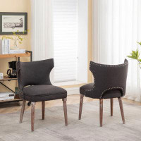 Rosdorf Park Whitbourne Fabric Dining Chairs with Rubberwood Legs