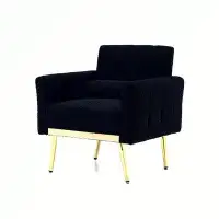 Mercer41 Modern Side Armchair with Gold Legs-31.1" H x 29.3" W x 26.4" D