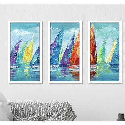 Made in Canada - Highland Dunes 'Fine Day Sailing II' Acrylic Painting Print Multi-Piece Image in Arts & Collectibles