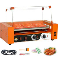Kcourh Commercial Electric 12 Hot Dog 5 Roller Grill Cooker Machine with Cover 1000W Stainless
