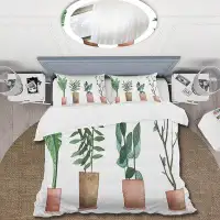 East Urban Home Duo Of Potted Flowers House Plants - Farmhouse Duvet Cover Set