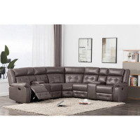 Latitude Run® 188" Wide Faux Leather Symmetrical Reclining Corner Sectional