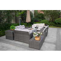 Wade Logan Anazco 15 Piece Rattan Complete Patio Set with Cushions