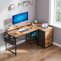 17 Stories Eyerson L-Shape Gaming Desk with Built in Outlets