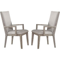 Homlpope Set Of 2 Fabric Arm Chair, Grey Oak