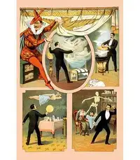 Buyenlarge 'Zan Zig Performing in 4 Magic Vignettes' by Strobridge Litho. Co Vintage Advertisement
