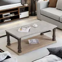 August Grove Coffee Table With 2-tier Storage Shelf