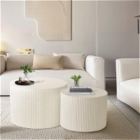 Ivy Bronx Stripe Nesting Coffee Table Set for Living Room and Bedroom,Set of 2
