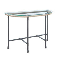 Williston Forge Brantley Sofa Table In Clear Glass & Sandy Grey Finish