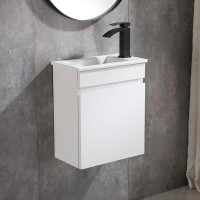 Ebern Designs 18'' Wall-Mounted Minimalist Single Bathroom Vanity With Ceramic Top