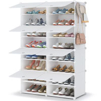 Rebrilliant Shoe Rack, 8 Tier Shoe Storage Cabinet 32 Pair Plastic Shoe Shelves Organizer For Closet Hallway Bedroom Ent