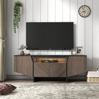 Brayden Studio 68 Inch TV Stand With LED Lights, With Storage Cabinet And Shelves, TV Console Table Entertainment Centre