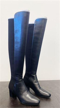 Stuart Weitzman Gillian Leather Block Heel Knee-High Boots US9.5