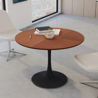 Ivy Bronx Two-tone Round Dining Table, End Table Leisure Coffee Table, Wood Coffee Table