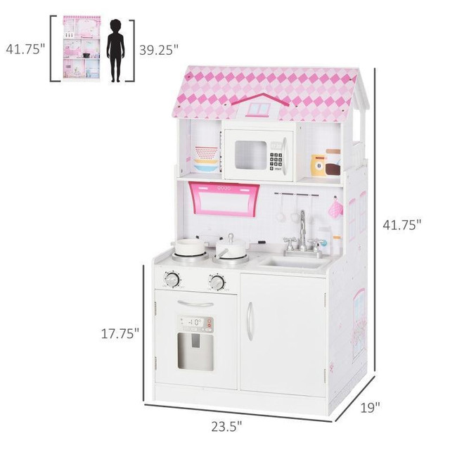 2 IN 1 MULTIFUNCTIONAL KIDS KITCHEN DOLL HOUSE TODDLER PRETEND PLAY TOY KITCHEN WITH ACCESSORIES REALISTIC PLAY COOKING in Toys & Games - Image 4