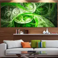 Made in Canada - Design Art 'Mystic Green Fractal Wallpaper' Graphic Art Print Multi-Piece Image on Canvas