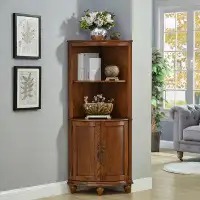 WONERD 59.06" Brown Corner Solid + Manufactured Wood Accent Cabinet