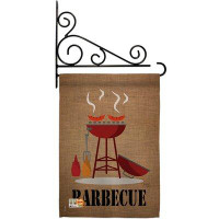 Breeze Decor Barbecue - Impressions Decorative Metal Fansy Wall Bracket Garden Flag Set GS106076-BO-03