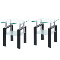 Ivy Bronx Contemporary 2-Piece Clear Tempered Glass Small Table Set - End Tables