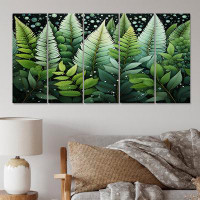 Design Art Ferns Plant Whispering Fronds II - Floral Metal Art Print Set