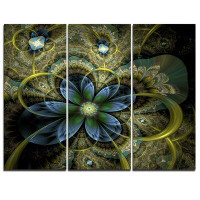 Design Art Light Fractal Flower and Butterfly - 3 Piece Graphic Art on Wrapped Canvas Set