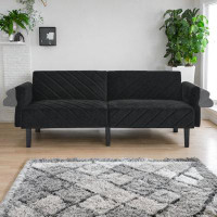 Latitude Run® Modern Velvet Futon Couch Convertible Sofa Bed With Adjustable Armrests Comfortable & Durable Sleeper For