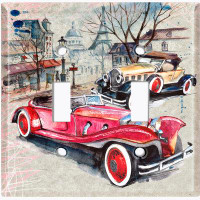 WorldAcc Vintage Twin Auto Mobile Classic Paris Street 2-Gang Toggle Light Switch Wall Plate