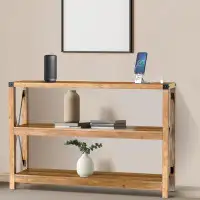 Gracie Oaks Darletha 47.2'' Console Table - bookcase with 2 USB Ports, 2 Power Outlets, 3-Tier Storage Shelves