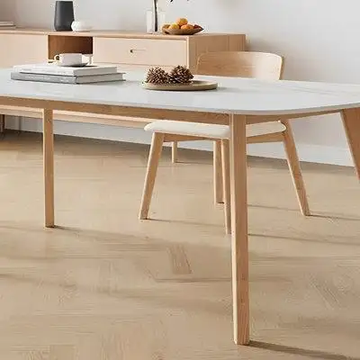 Corrigan Studio Simple solid wood rock board modern light luxury Nordic home dining table and chair combination