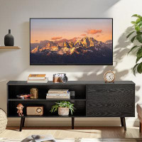 Ebern Designs TV Stand For Living Room With Storage For TV Up To 70 Inch,Black TV Console Table With Cable Management Ad
