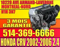 Moteur 2.4 Honda CRV 4x4 AWD 2002 2003 2004 2005 2006 K24A2, 02 03 04 05 06 Honda CRV 2.4 Engine