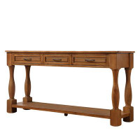 Toeasliving 63inch Long Wood Console Table with 3 Drawers and 1 Bottom Shelf ( Brown)