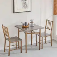 Mercer41 Dining Set For 2, Square Wooden Dining Table With 2 Metal Chair, Kitchen Table Set