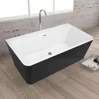 67x32 Inch Freestanding Bathtub w Centre Drain - Acrylic Black ( Soaking Depth of 17.3 ) JBQ