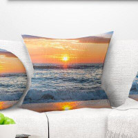 Made in Canada - East Urban Home Beach Beautiful Sunrise over the Horizon Pillow