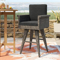 Wade Logan Arville Outdoor Wicker 30" Patio Bar Stool with Cushion